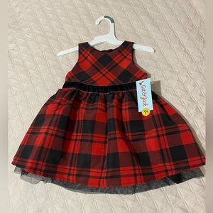 NWT Cat & Jack | Toddler Girls' Plaid Dress | Size 18M | Color Red & Black